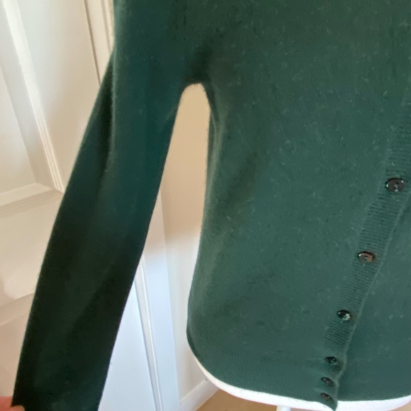 Lord & Taylor Dark Green Button Cashmere Long Sleeve Crew Neck Sweater- Sz-S - Picture 4 of 14